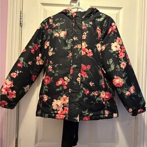 The Children's Place Black Floral Puffer Jacket